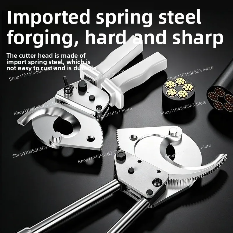 Ratchet Cable Cutter, Manual Gear Type Wire Cutter for Steel Strand, Steel Core Aluminum Strand, Copper and Aluminum Wire