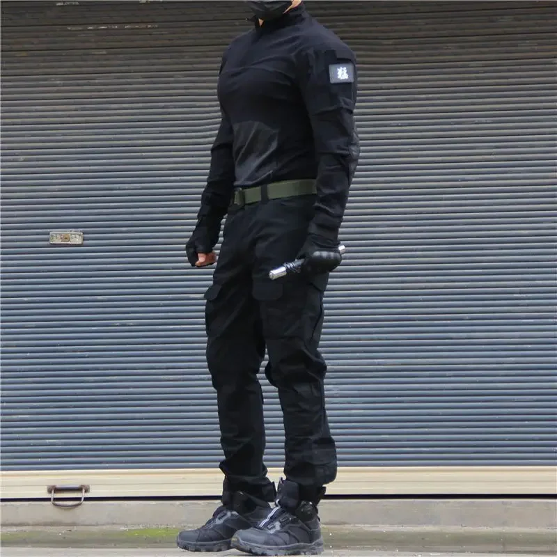 الدعاوى التكتيكية القتالية القمصان العسكرية موحدة Swat التي شيرت الزي Tatico القمم الادسنس متعددة حدبة كامو الصيد السراويل الرجال الملابس