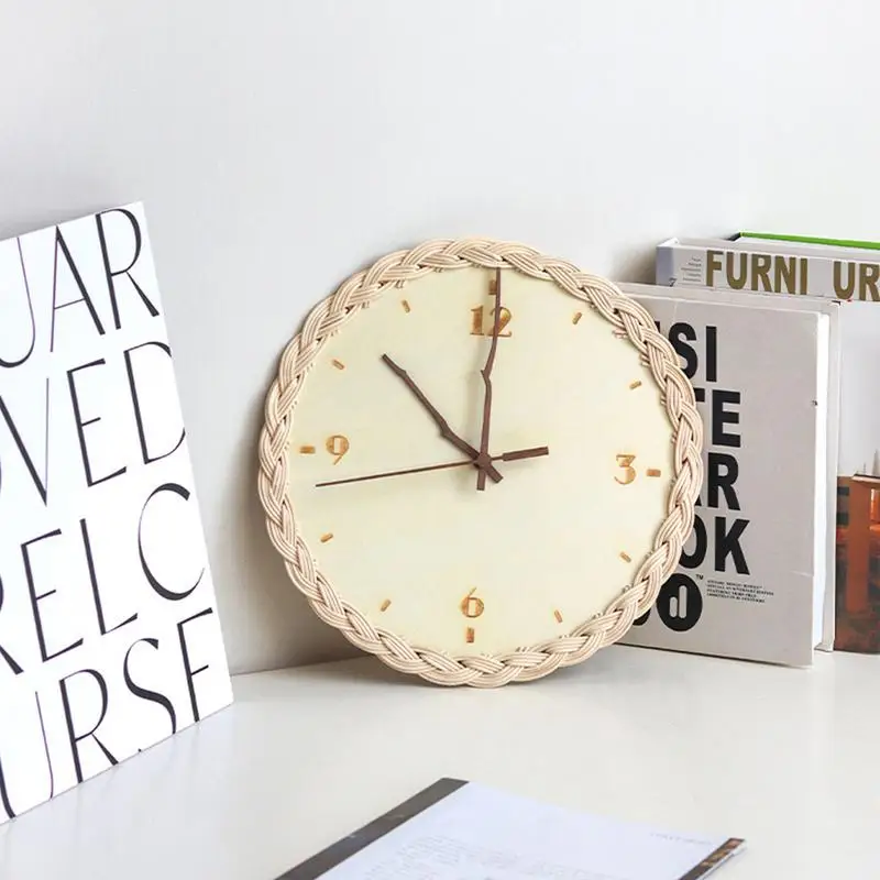 Wood Wall Clock Non-ticking Battery Operated Wall Clock 10.4 Inch Battery Operated Timepiece Creative Non-ticking Round Wooden