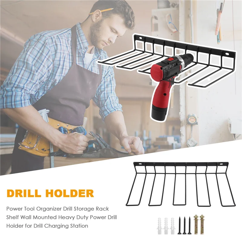 Y42A-Power Tool Organizer เจาะชั้นวางของติดผนัง Heavy Duty Power เจาะสําหรับเจาะสถานีชาร์จ