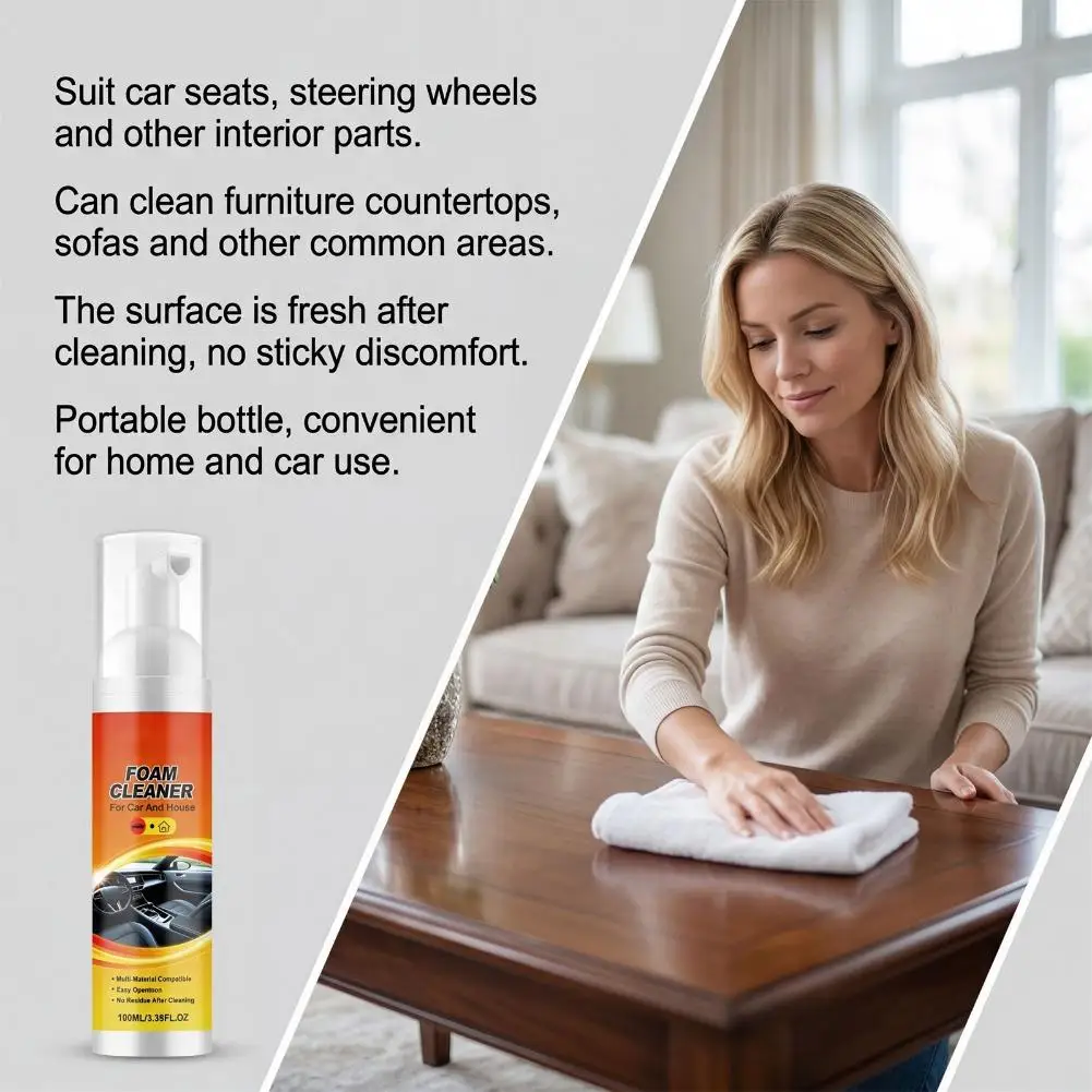 100ml All Purpose Foam Cleaner Spray Portable Powerful Stain Removal for Car Interior Upholstery Sofa Carpet Household Cleaning view 5