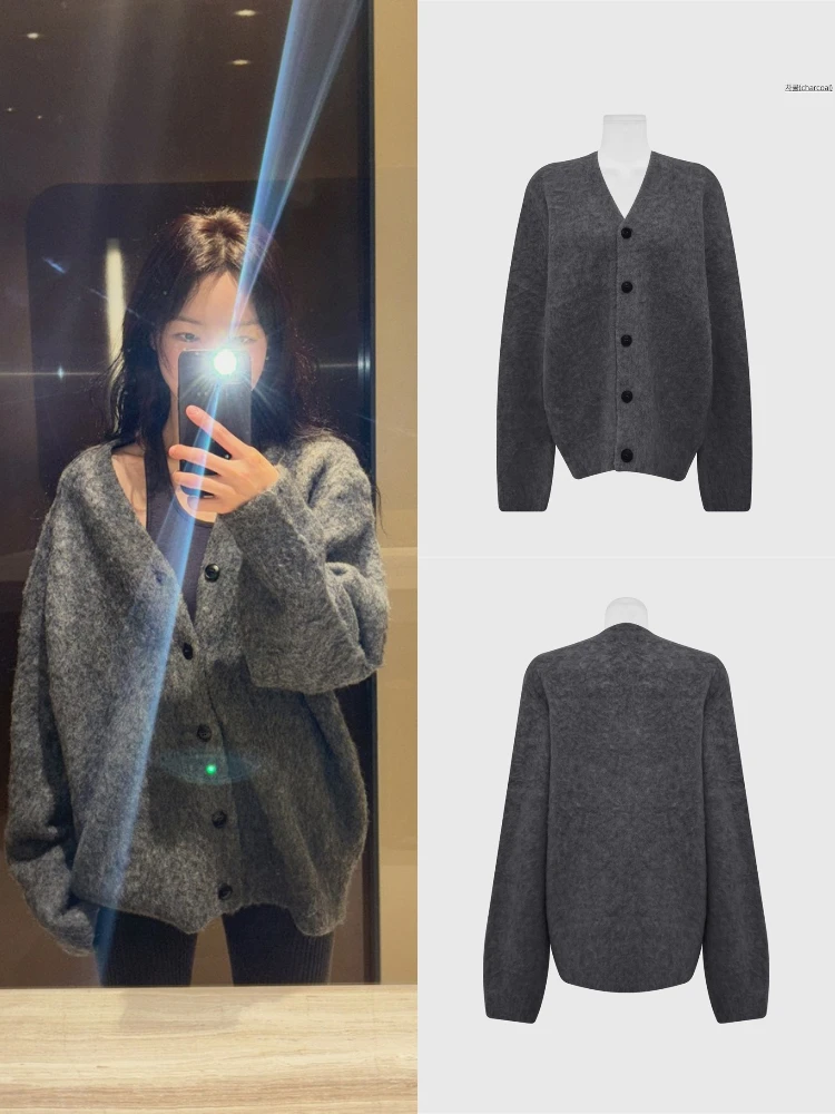 

Soft Cozy V-Ne Knitted Open Cardigan Women's Loose Sle Long Sve Woolen Top Lazy Faion East Gate Baby Sauce