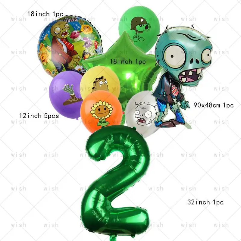 Plants vs. Zombies Ballon Birthday Party Supplies PVZ Foil Balloon Baby Shower Anniversary Event Decor Mushroom Kid Home Garden