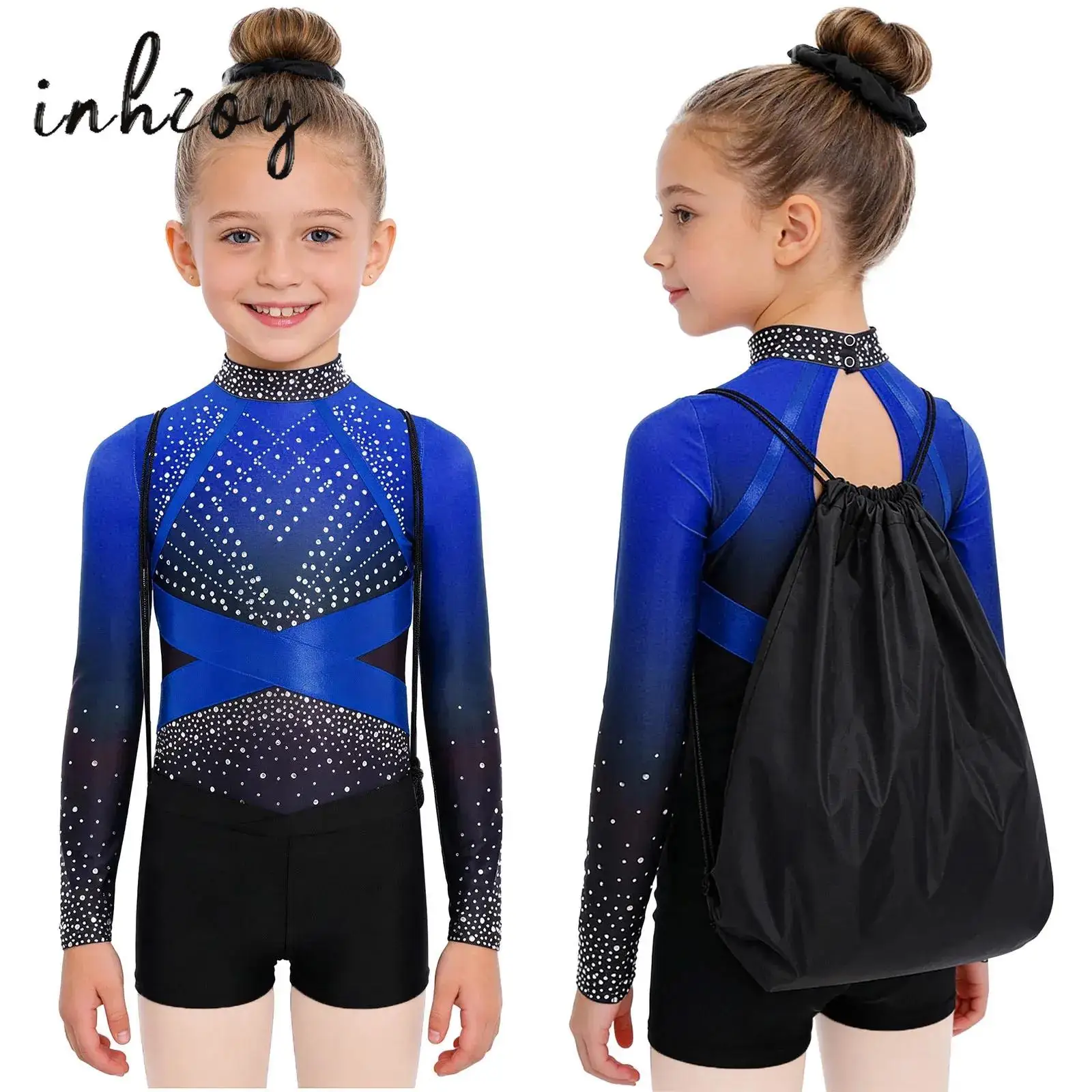 

Teens Figure Skating Leotards Jumpsuit Long Sleeve Gymnastics Artistic Ballet Jersey Bodysuit Competition Dancewear Sportswear