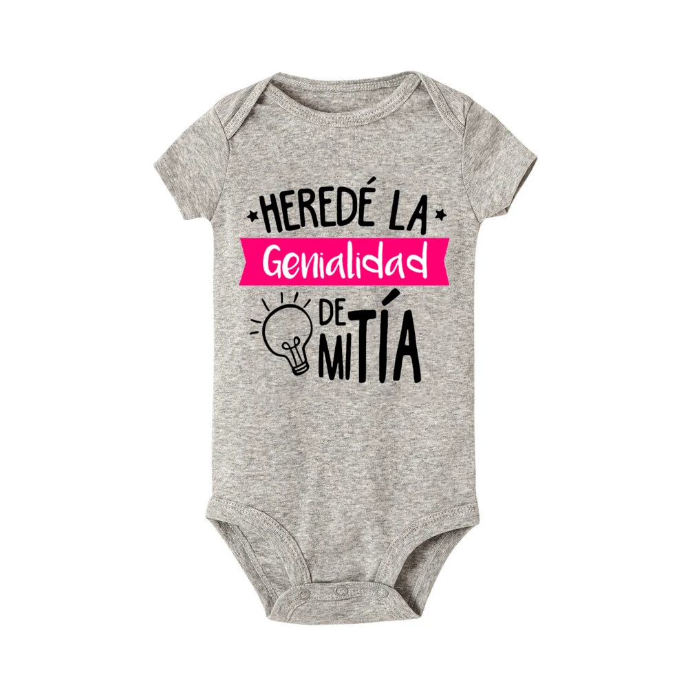 I Inherited The Genius of My Aunt Printed Newborn Bodysuit Funny Baby Romper Infant Short Sleeve Jumpsuit Toddler Summer Clothes