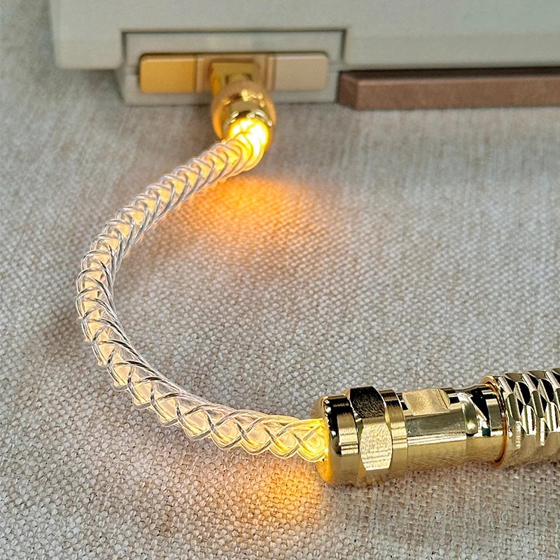 Custom Keyboard Cable, Single Crystal Copper Aviation Connector, Gold Wire, Single Color Warm Light D07 Usb-typec 1.4m