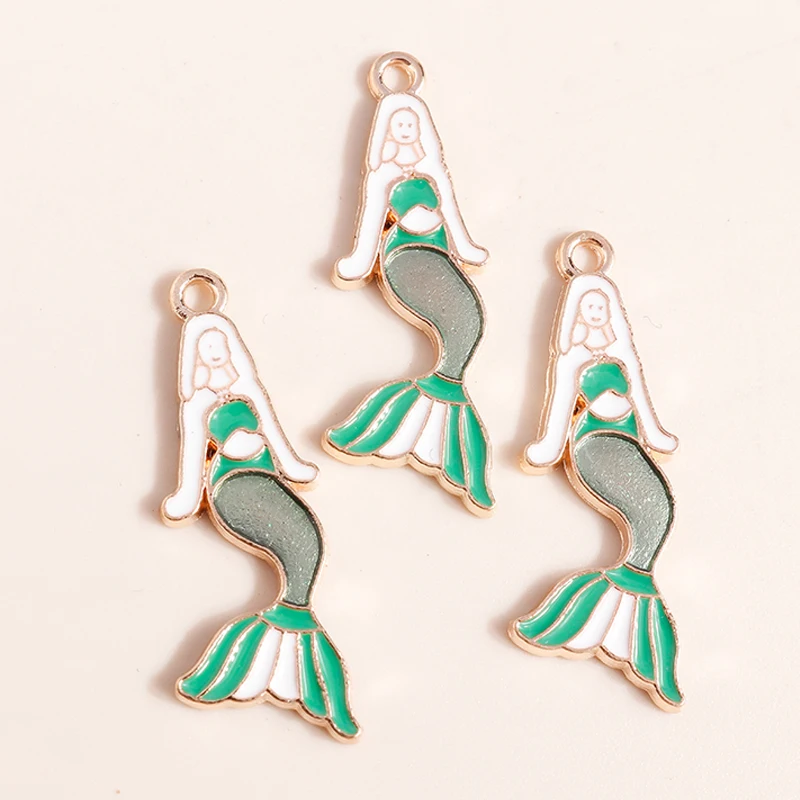 Leslie 10 teile/los Emaille Marine Leben Nette Fischschwanz Meerjungfrau Charms Anhänger für Halskette Ohrringe DIY Schmuck Machen Zubehör – Detail 16
