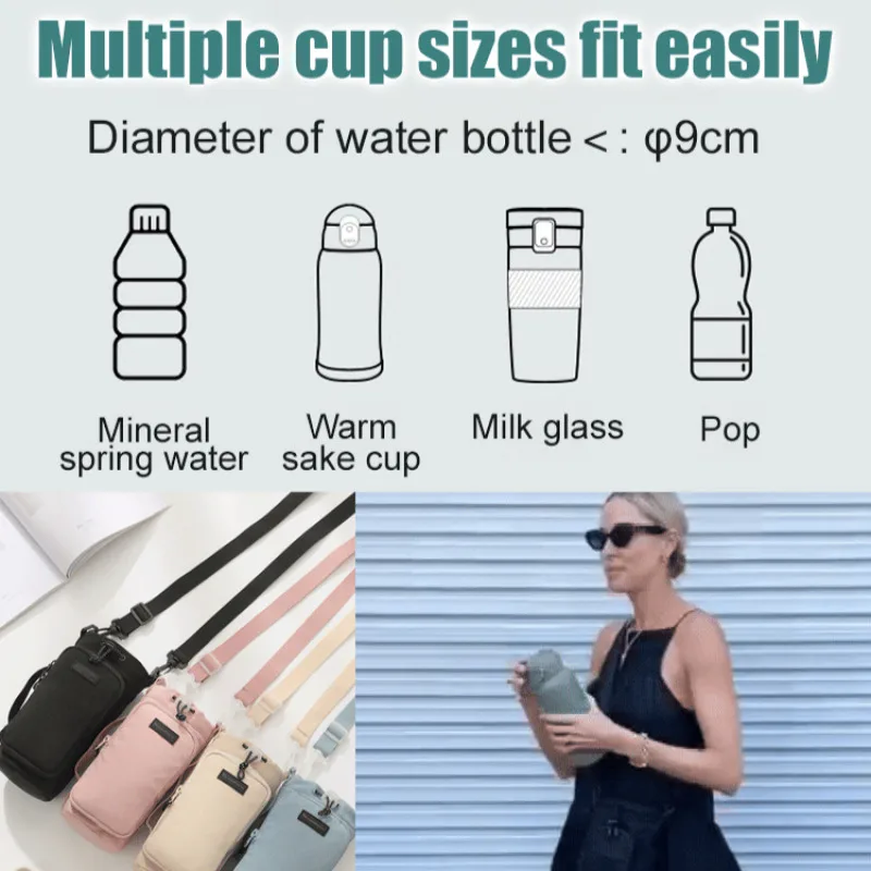 Cup set simple ins fashion handle water bottle bag outdoor outing travel portable waterproof handheld crossbody universal bag