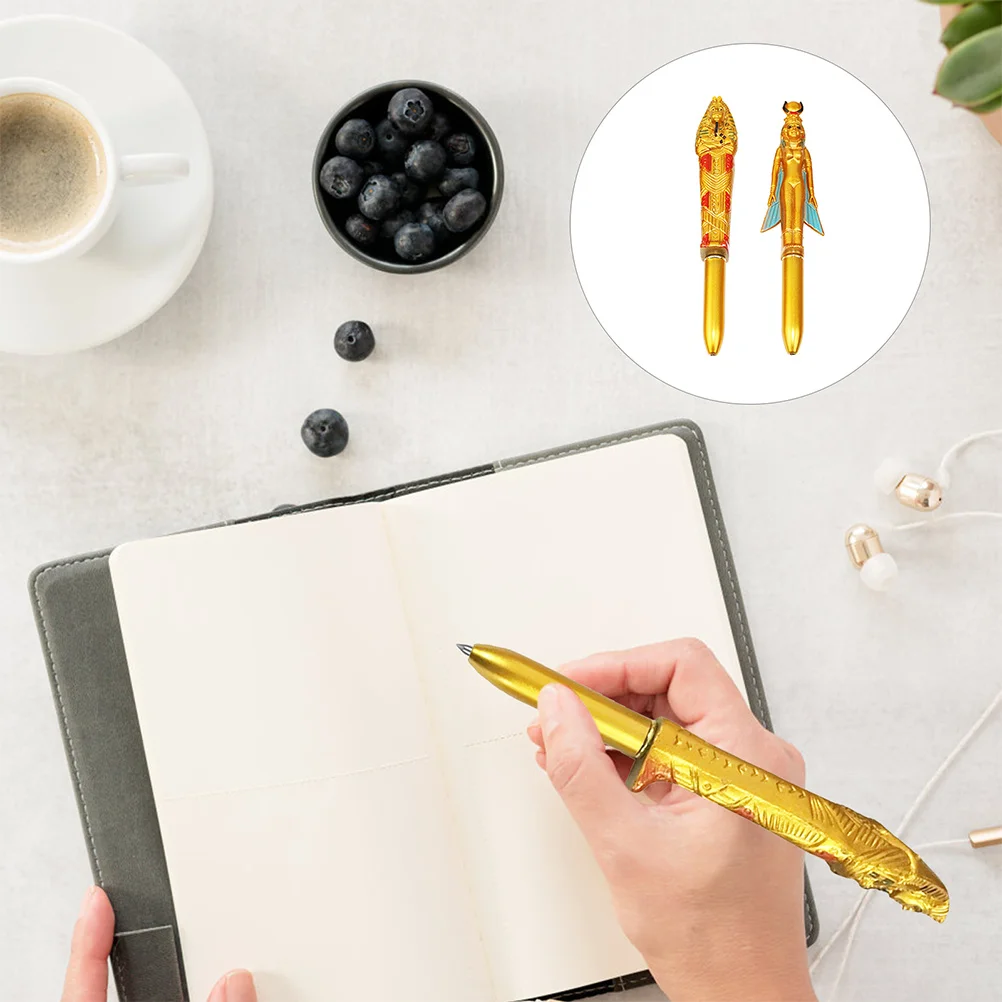 2Pcs Pharaoh Pens Plastic Craft Design Portable Quick Dry Ink for Office Student Awards Note Taking Pens Student Awards