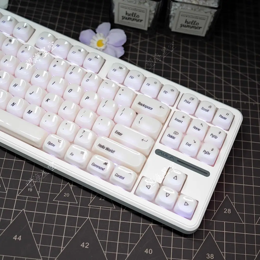 130+ Keys Smooth Ceramic Texture Cute MOA Keycaps PBT Game Key Cap Set X87 PBT Keycap for Made68 Mad68 Wooting 60