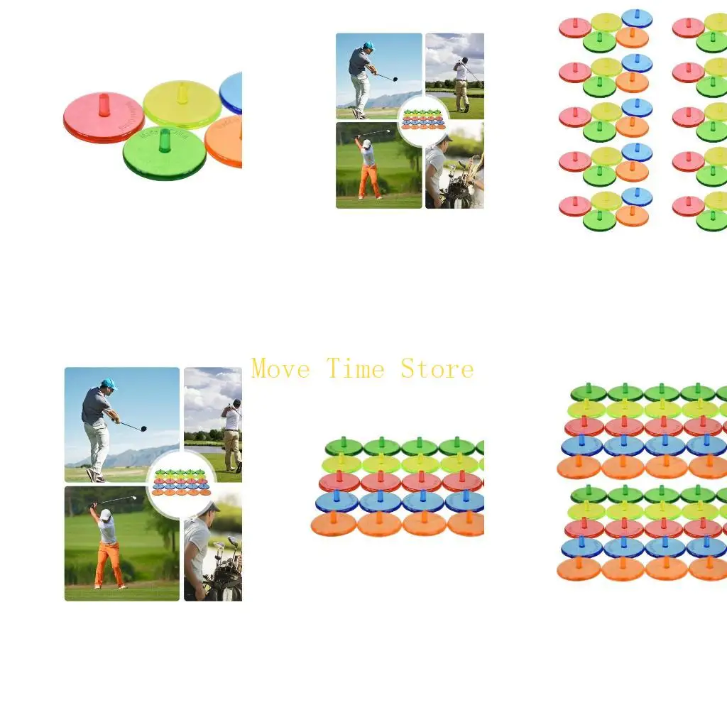 

92ME 50Pcs 24mm Clear Plastic Golf Balls Marker Mixed Colors Golf Balls Mark Position Markers for Golfer Training Easy to Use