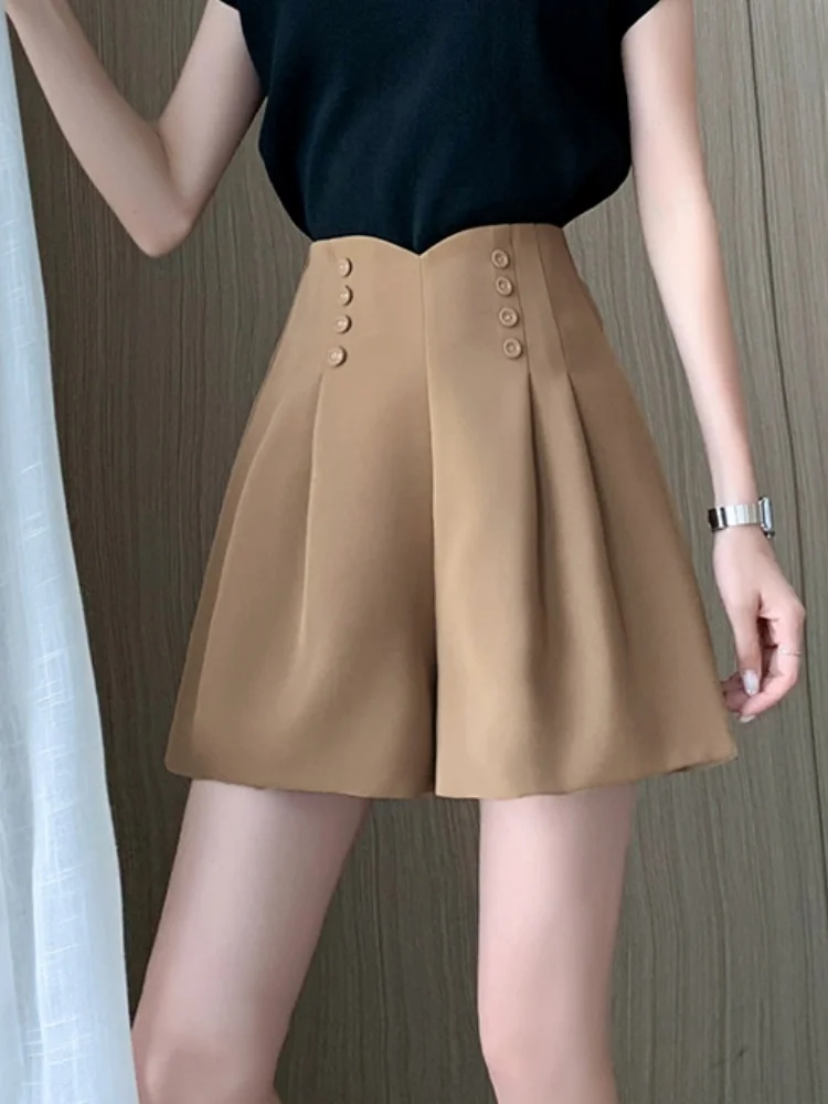 SMTHMA Casual Women's Shorts A-line High Waist Short Chic Office Lady Shorts Vintage Female Trousers Spring Summer