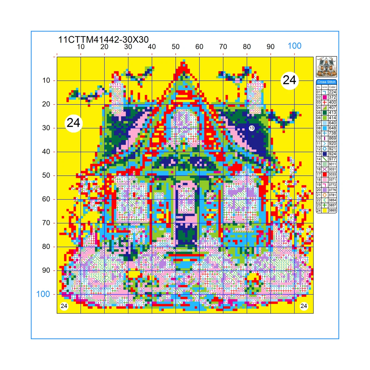 1 Stück, 30 x 30 cm / 11,8 Zoll, 11CT/14CT Kreuzstich-Set, DIY-Geschenk zum Valentinstag, Stickset für Festivals, Motiv: Landschaft. – Detail 2