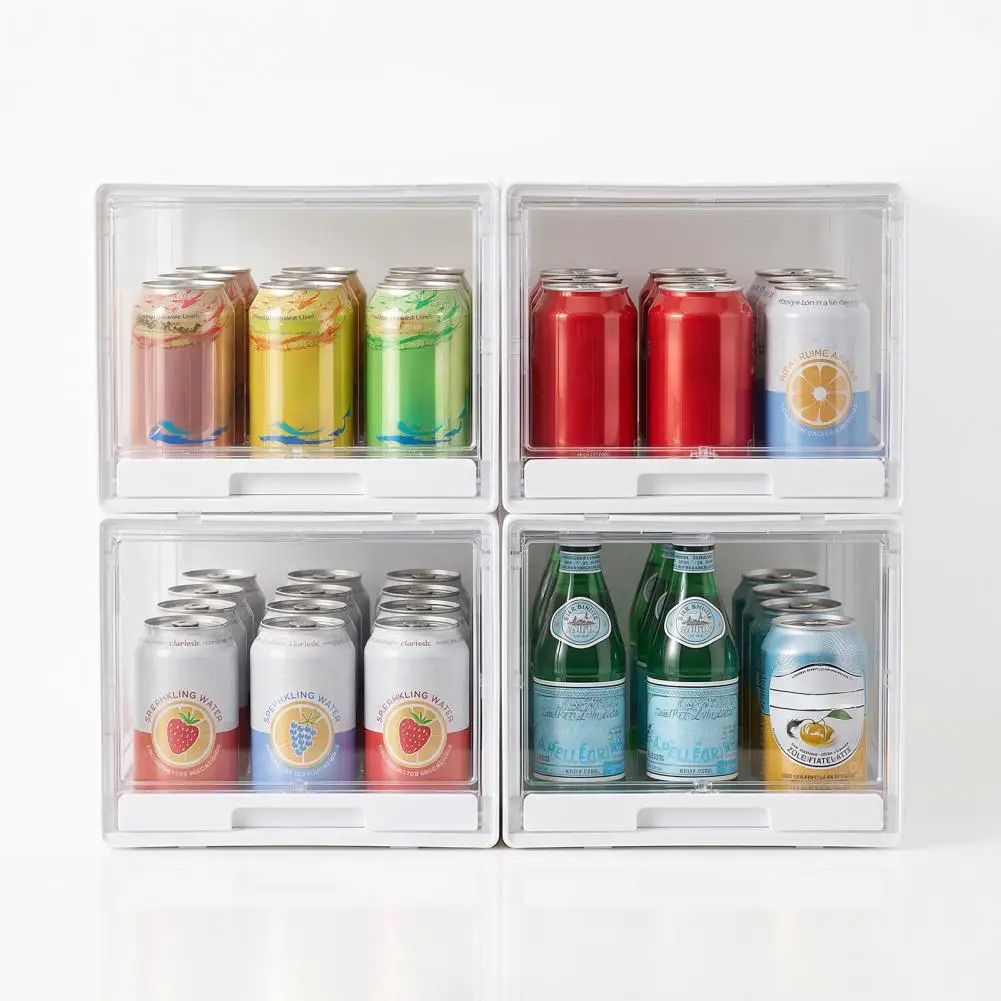 Stackable Hat Storage Box 4Pcs/Set, Magnetic Front Door, Sliding Tray, Pull-out Drawer Holder for 10-12 Baseball Caps Each