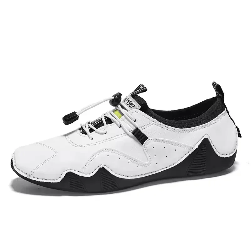 

Men Retro PU Leather Shoes Soft Walking Comfortable Fashionable for Daily Wear Boots White Black Color Walking Running Sneakers