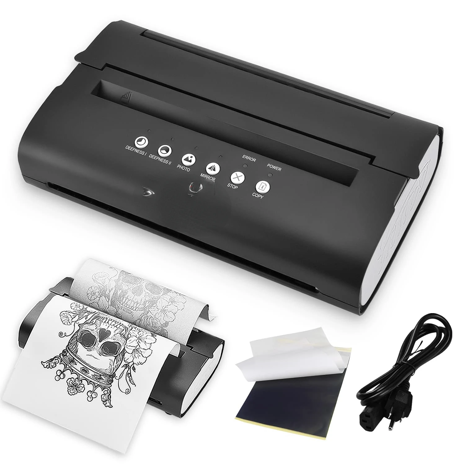 

Tattoo Transfer Stencil Machine Copier Printer with 20pcs Free Transfer Paper Thermal Tattoo Kit Copier Printer Black (2023 Upda