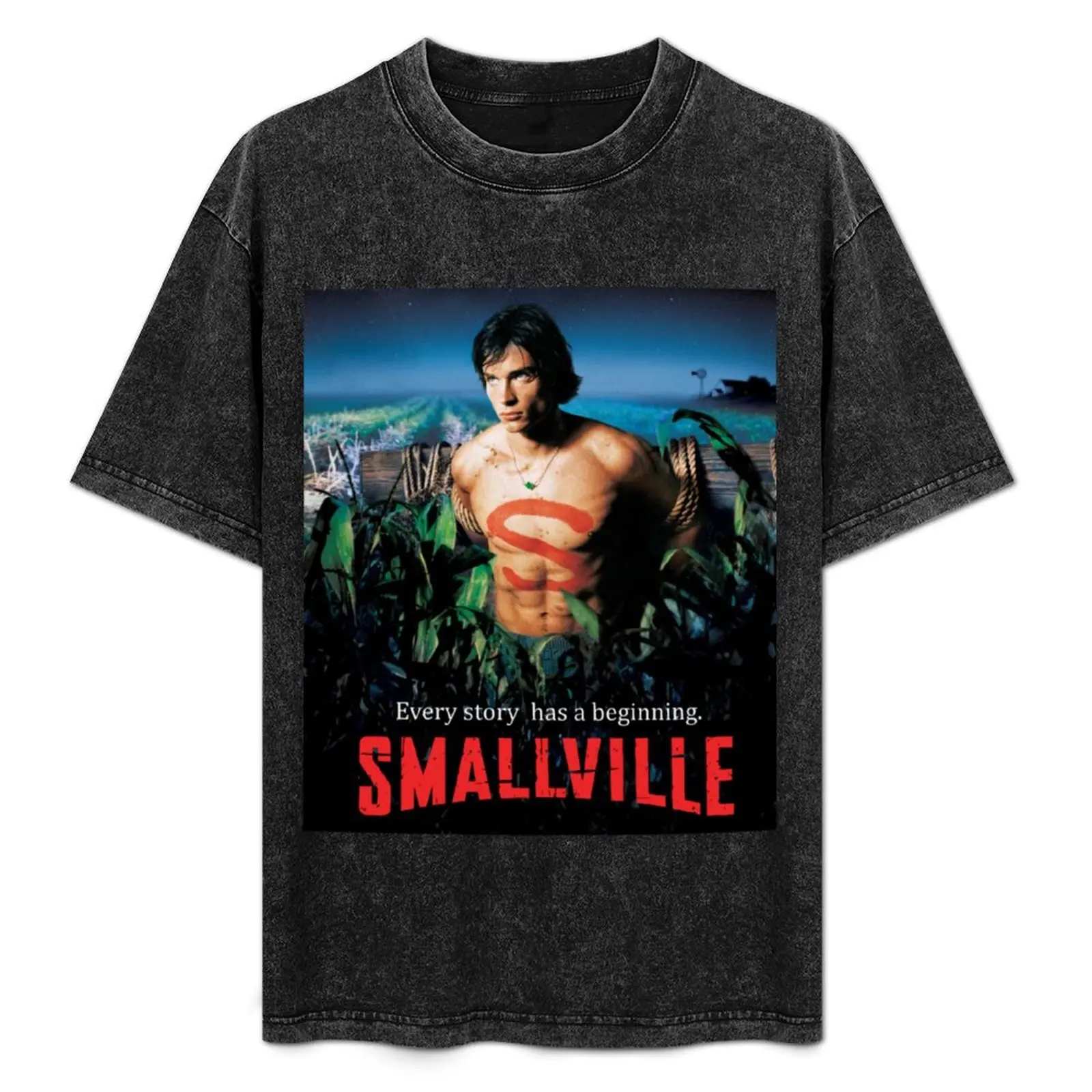 Camiseta Básica da Série Smallville, Cor Sólida, Casual