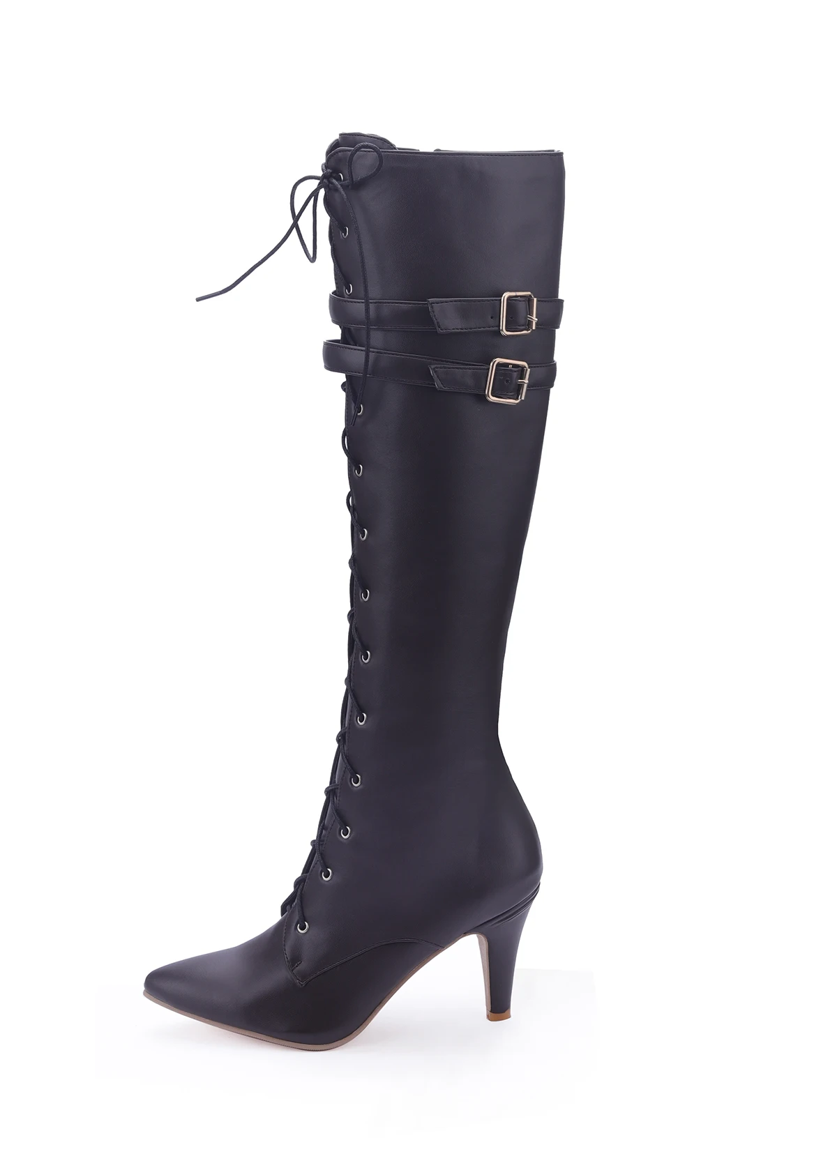 Mittellange Stiefel für Damen, 2026 Frühling und Herbst Neue Schnürstiefel, Damen Spitze Stiletto High Heels, Designer Luxus Übergrößen Größe 47, Direktverkauf vom Hersteller – Detail 30