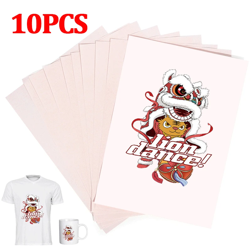 10PCS Heat Transfer A4 Paper Printing Paper Fabric DIY T-Shirt Coating Cup Quick Dry Digital Printing Heat Transfer Paper