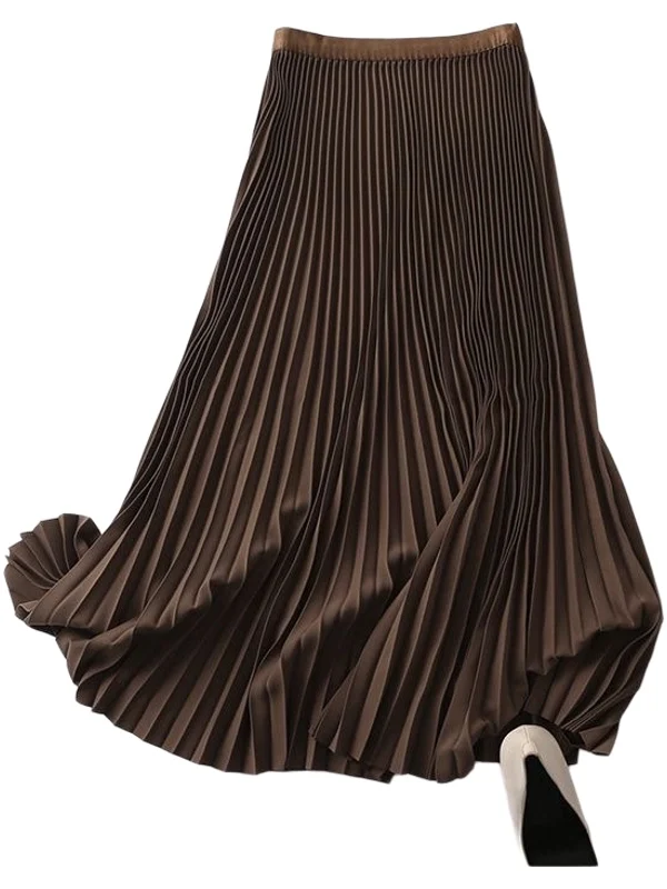 تنورة Faion عالية الخصر بطيات للسيدات Ci Commute تنورة كورية شبه الجسم مع عدم وجود شقوق