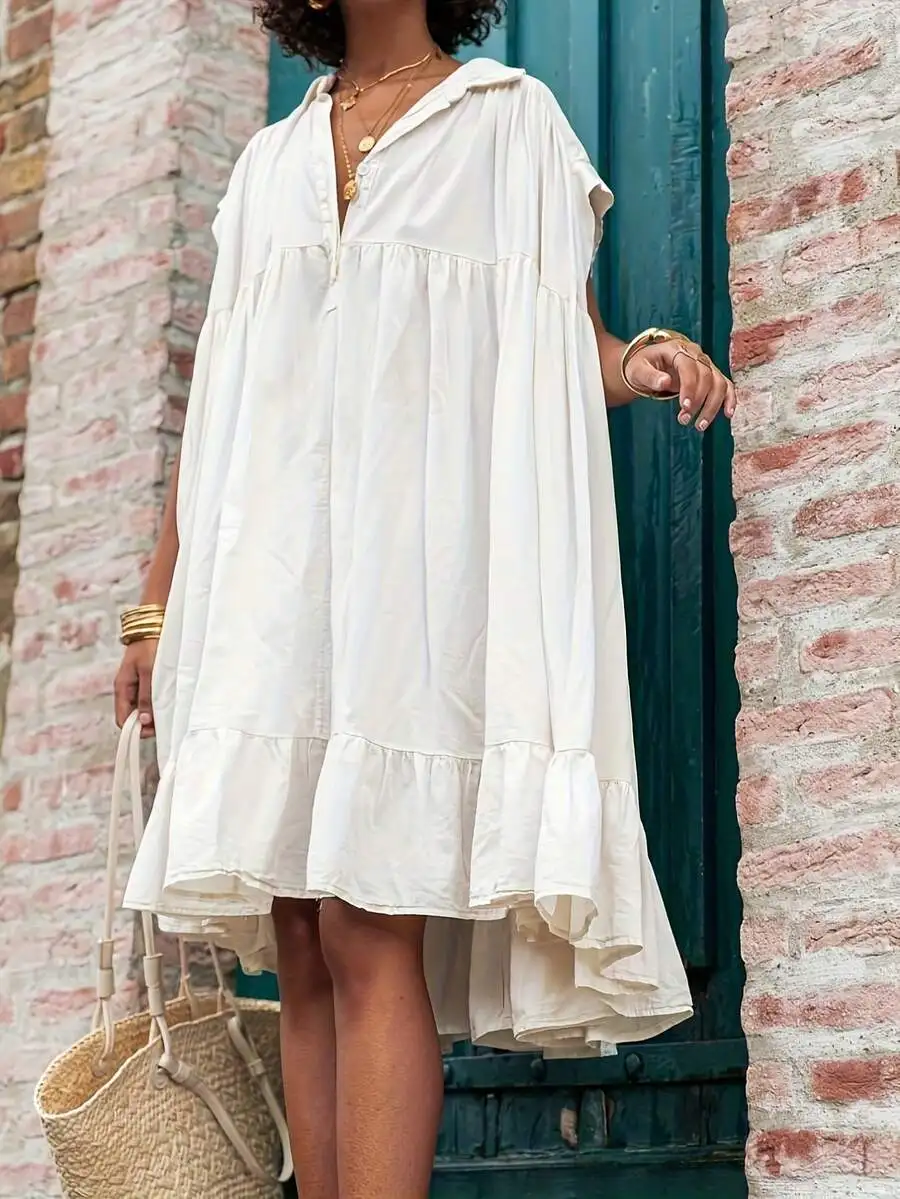 

Womens Comfortable Casual Smock Dress Summer Daily Wear
