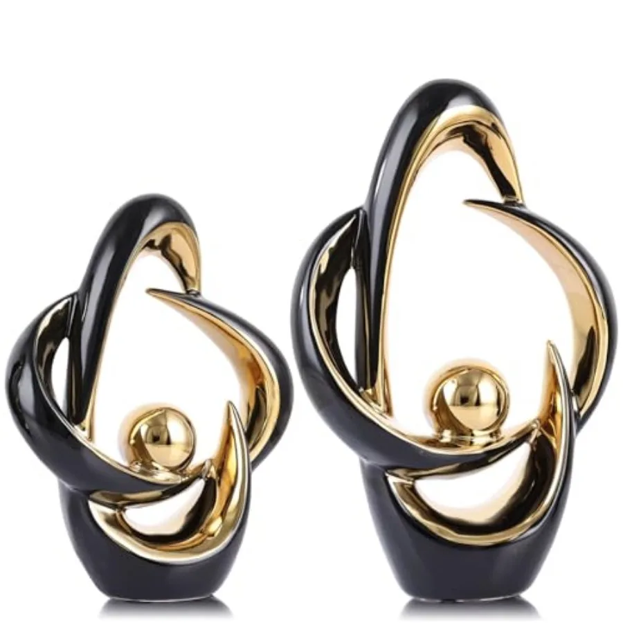 

2PCS Home Decor Accent Ceramic Statue Abstract Sculptures Centerpieces Mid Century Modern Decor for Tables Coffee Table top Dec