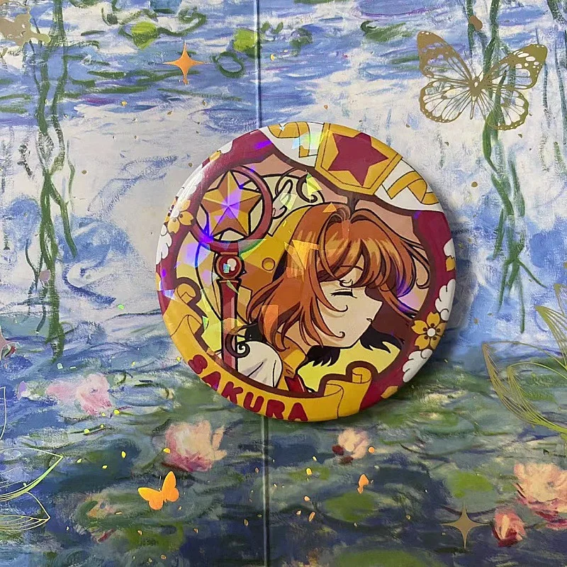 Anime Cardcaptor Sakura Pin for Backpacks 58mm Round Brooches Creative Cartoon Figure Badge Bag Accessories Jewelry Fans Gifts