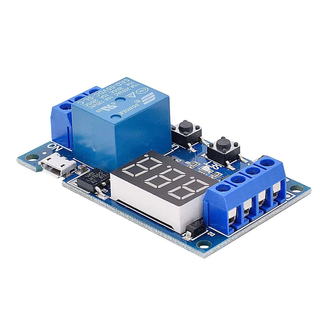 DC 6-30V Support Micro USB 5V LED Display Automation Cycle Delay Timer Switch Off Delay Time Relay 6V 9V 12V 24V