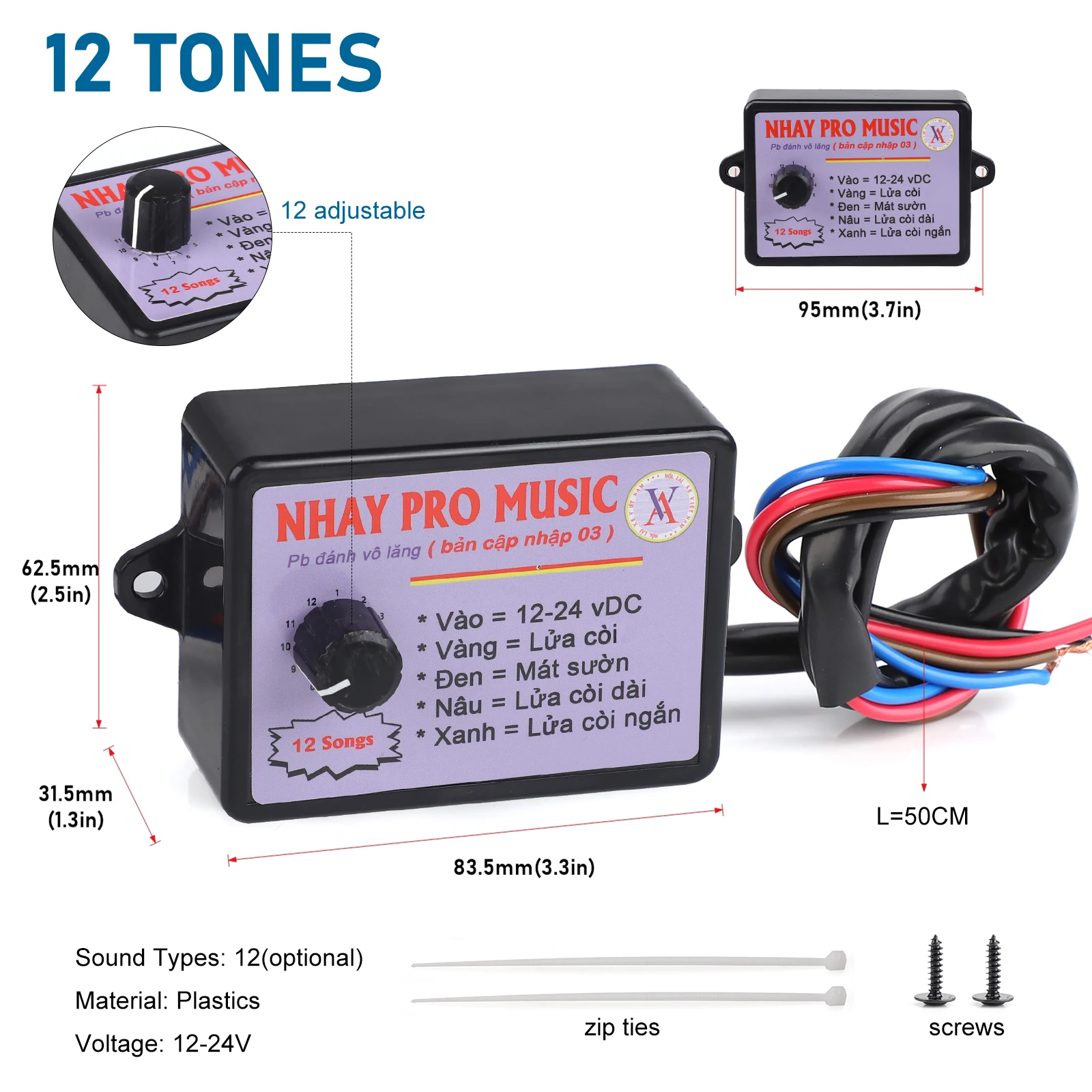 12V-24V 8 Sound and 12 Sound Musical Electronic Horn Controller 3+Pro Horn Speaker Sound Control Box Unit with Volume Switching