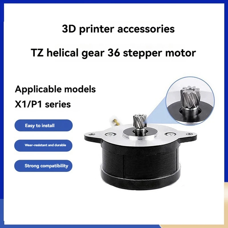 4PCS 36 Circular Stepper Motor for X1/P1 Extruder Motor 9 Tooth Helical Gear for X1/X1C/P1P/P1S [No.3 Elnic]