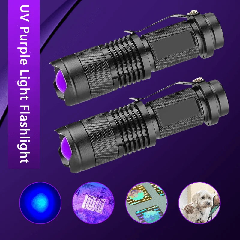 395nm UV Blacklight Flashlight Intensity Ultraviolet Light for Invisible Ink Resin Curing Pet Urine Stain Fluorescent Inspection