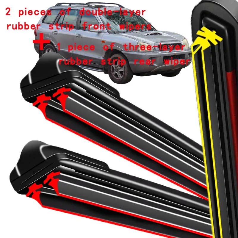 

For Hyundai Santa Fe SM 2000-2006 2001 2002 2003 Wiper Front&Rear Wiper Blades Windshield Windscreen Window Brushes 22"+20"+13"