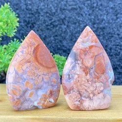 Natural Rare Pink Agate Geode Crystal Ornaments Hand Polished Cured Specimens Torch Home Decoration