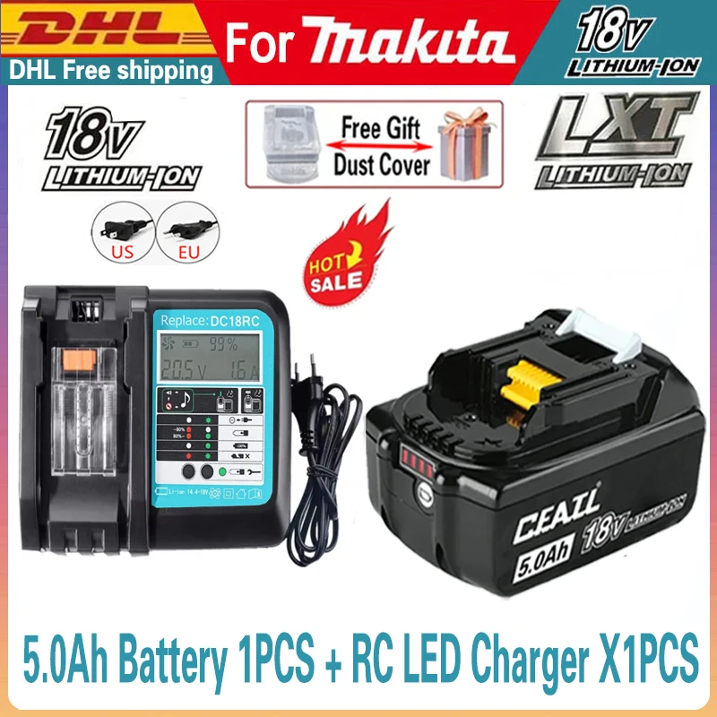 

Оригинальная батарея 18 В Makita, 6 Ач, аккумуляторная батарея для электроинструментов, 18 В со светодиодной литий-ионной заменой LXT BL1860B BL1860 BL1850