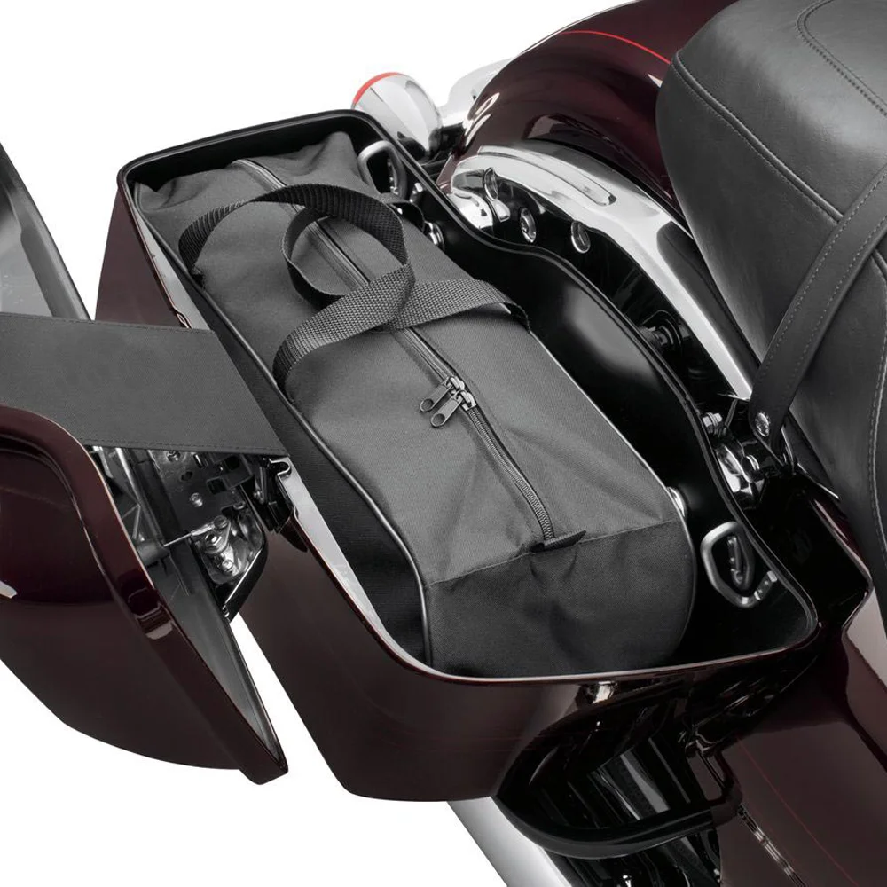 Schwarze Motorrad-Satteltasche, Gepäcktasche, weiche Rack-Liner-Satteltasche für Harley Touring Road King Electra Street Glide Ultra Tour 93-23 – Detail 1