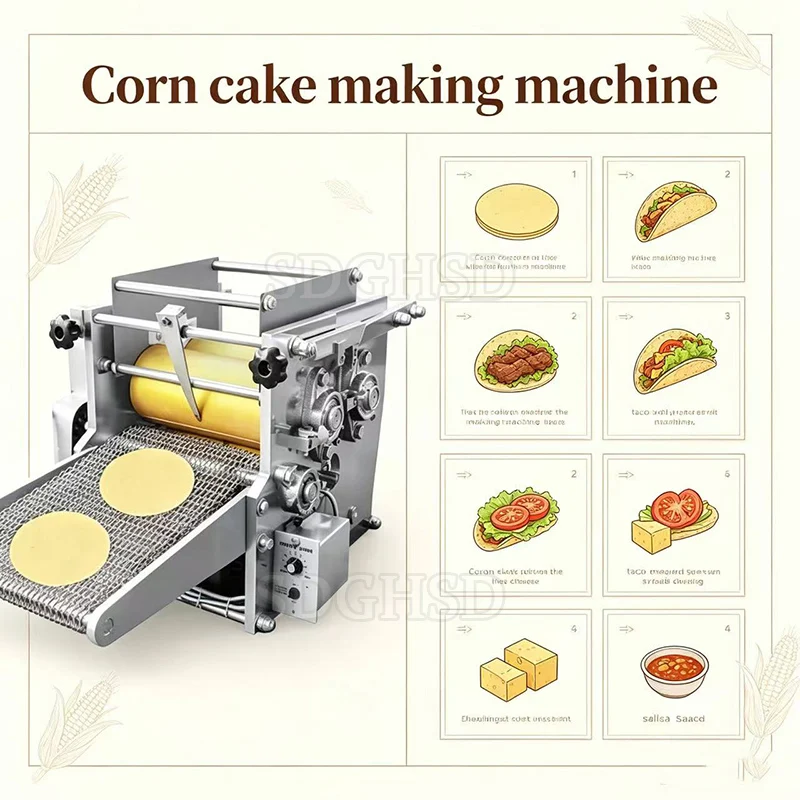 Electric Corn Tortilla Roller Pancake Machine Multifunctional Commercial Automatic Dumpling Wraaper Flour Making Machine