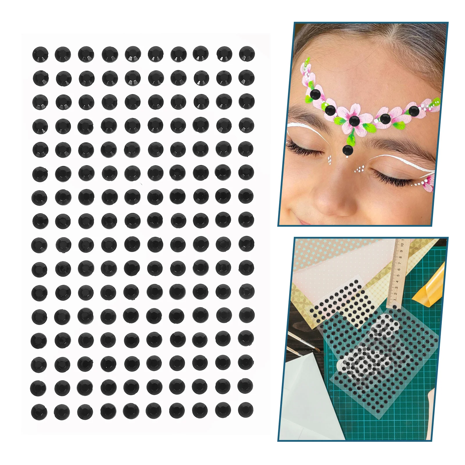 

10 Sheets Acrylic Adhesive Rhinestones Flatback Stickers for Face Makeup Jewelry Making Card Decoration DIY Crafts Sparkly