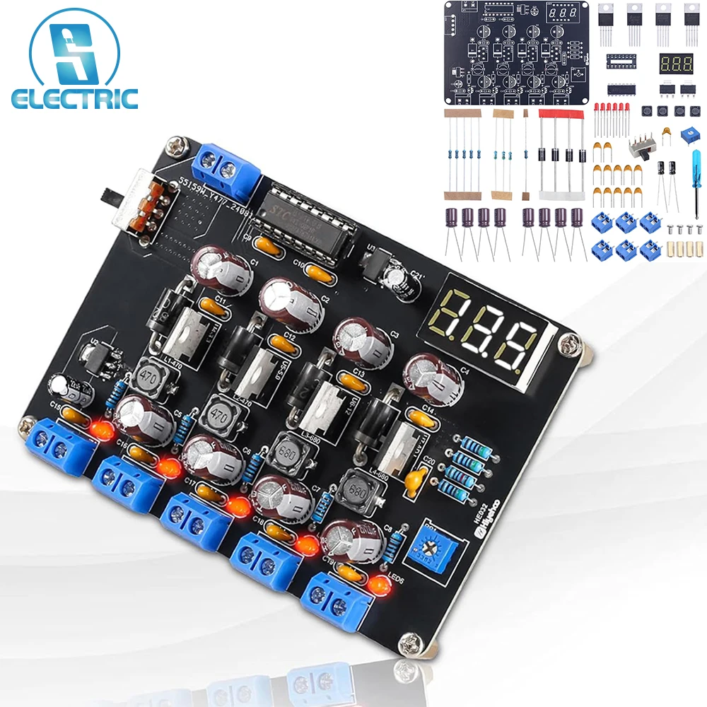 

DIY Power Module Soldering Kit LM2596 Universal 1.5V/3.3V/5V/12V Adjustable Voltage Output Step Down Buck Power Supply Module