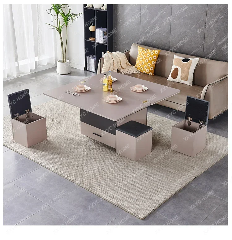 XXMulti-functional Lifting Coffee Table Dining Table Dual-purpose Two-in-one Small Apartment New Table Living Room Home