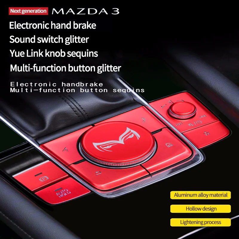 Car electronic handbrake multimedia button sticker decoration For for Mazda 3 Axela CX-30 interior modification accessories