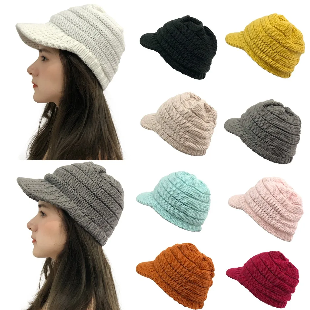 Solid Women Casual Beanies For Girls Winter Keep Warm Caps Stitching Outdoor Plush Hats Crochet Knit Beanie Cap Женские Шапки