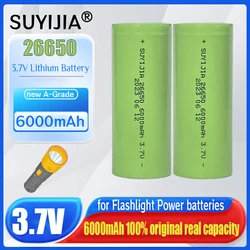 Real 26650 3.7V 6000mah Battery Lithium Li-ion Rechargeable Power Batteries for LED Flashligh  Wireless Microphone Electric Toy