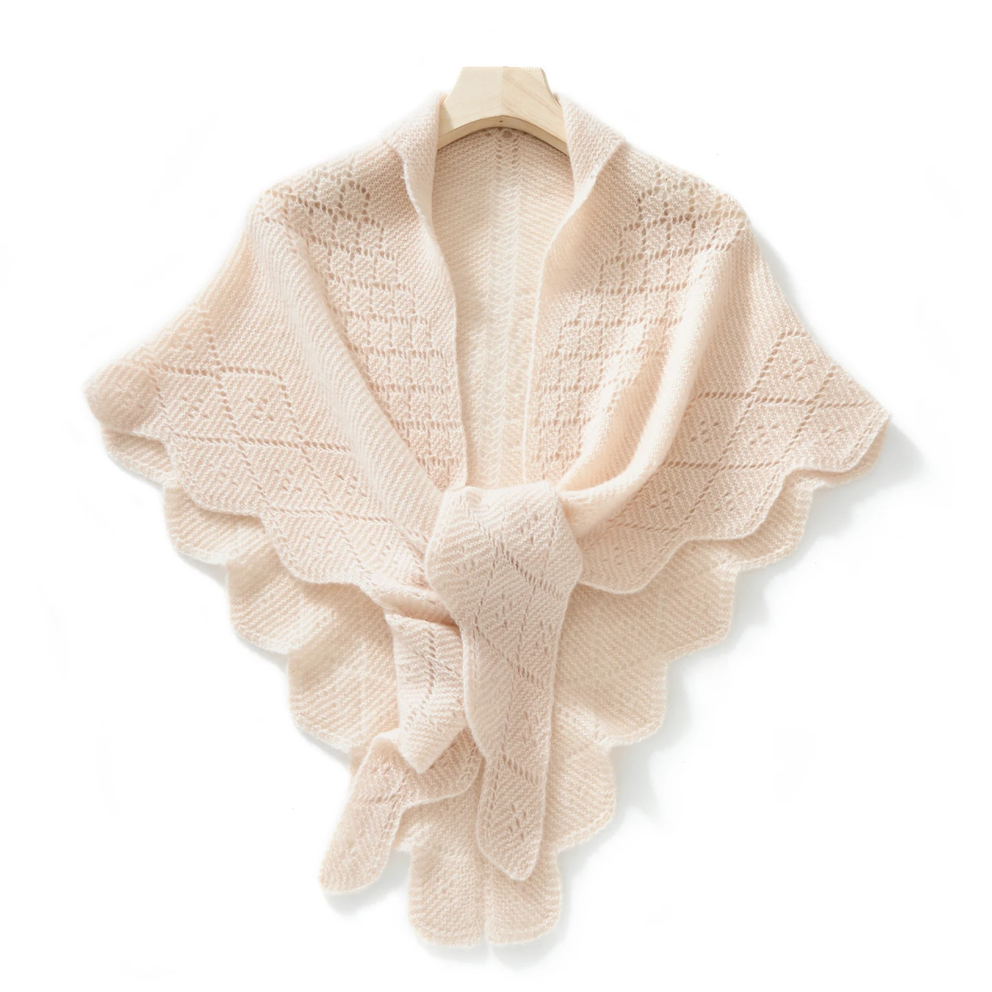 شال نسائي أنيق للخريف والشتاء متعدد الاستخدامات 100% صوف ميرينو الحد الأدنى الثقيلة متماسكة مجوفة لينة حرارية بلون واحد #6