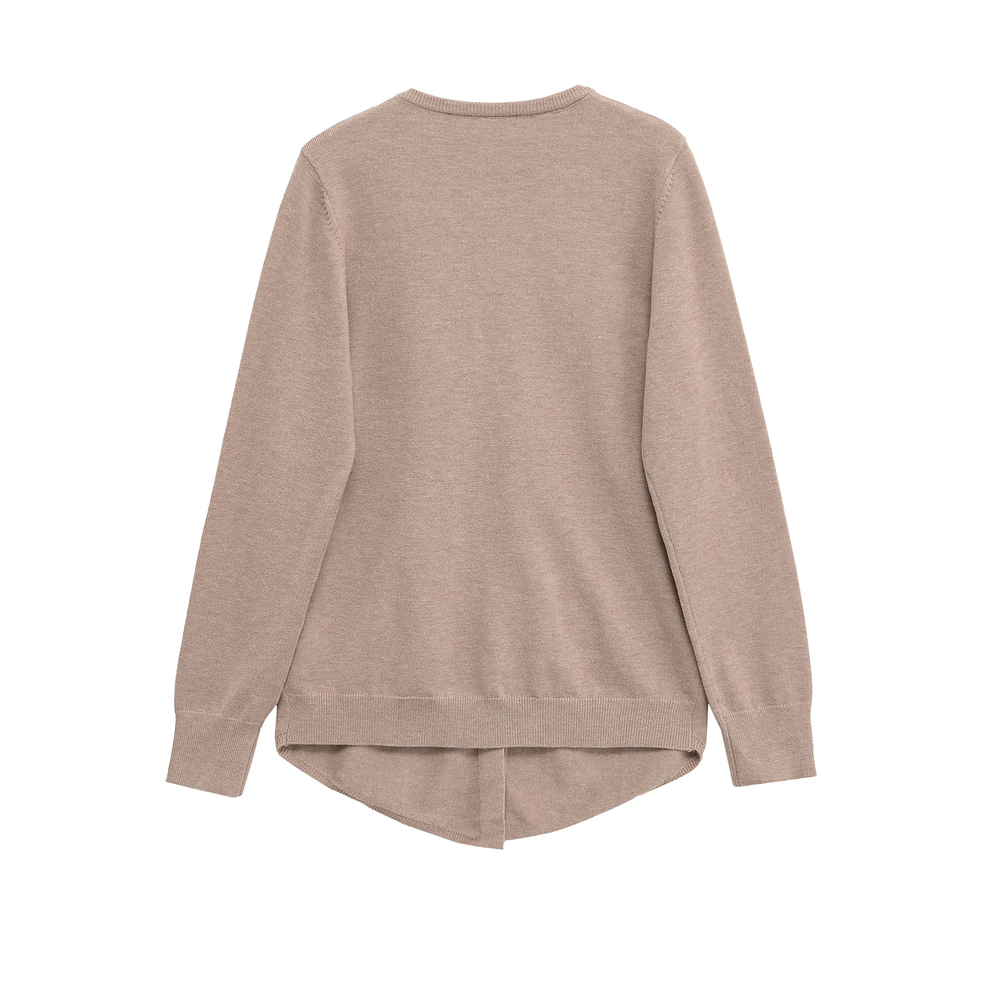 Roupas femininas outono novos produtos simples e versáteis casual e elegante em torno do pescoço manga longa jaqueta de malha