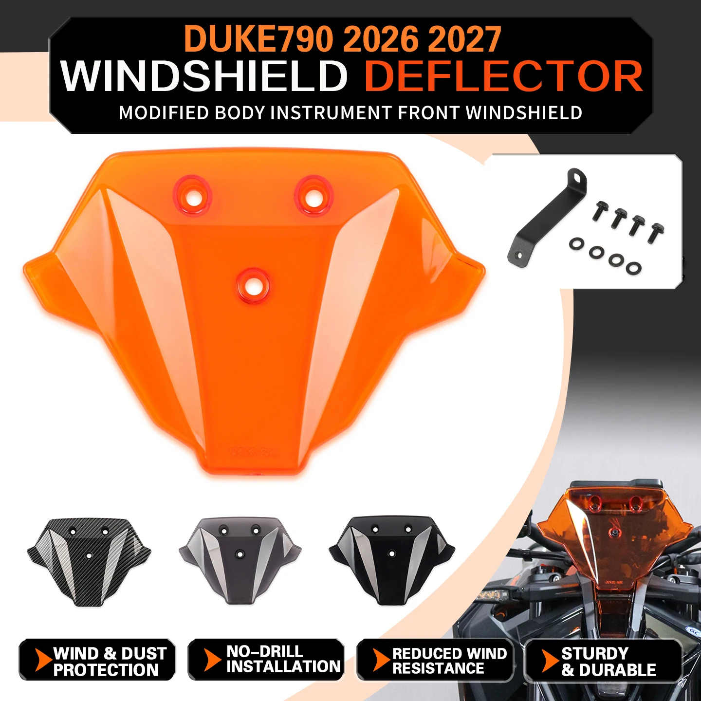 2026 2027 For DUKE790 DUKE 790 Motorcycle Sports Windshield WindScreen Meter Visor Front Screen Wind Deflector Accessories