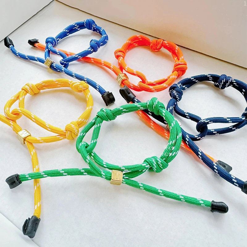 2024 Bracelet Nylon DIY Rope Bow Metal Colorful Woven Rope Bag Handmade Pendant Personalized Couple Gifts Home Supplies