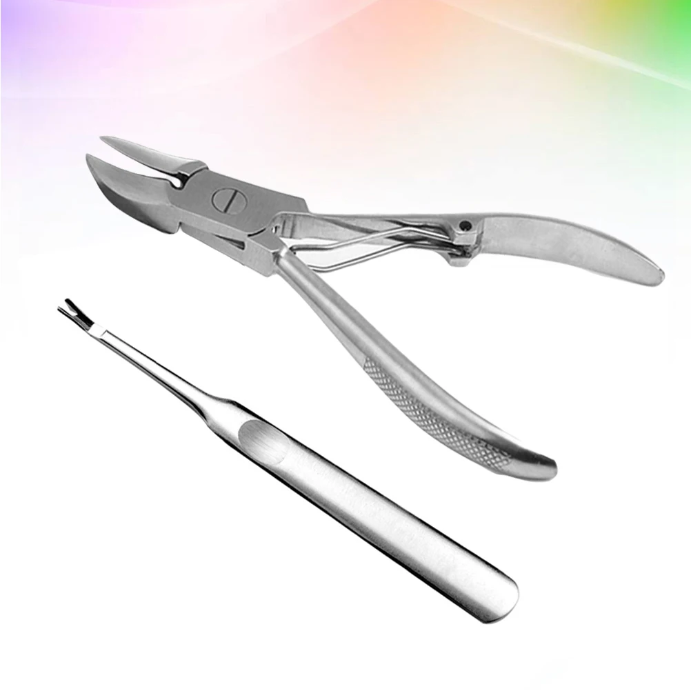 

2pcs Nail Clipper Set Stainless Steel Cuticle Manicure Pedicure Tools Portable Durable Non-Slip Handle Nail for Home