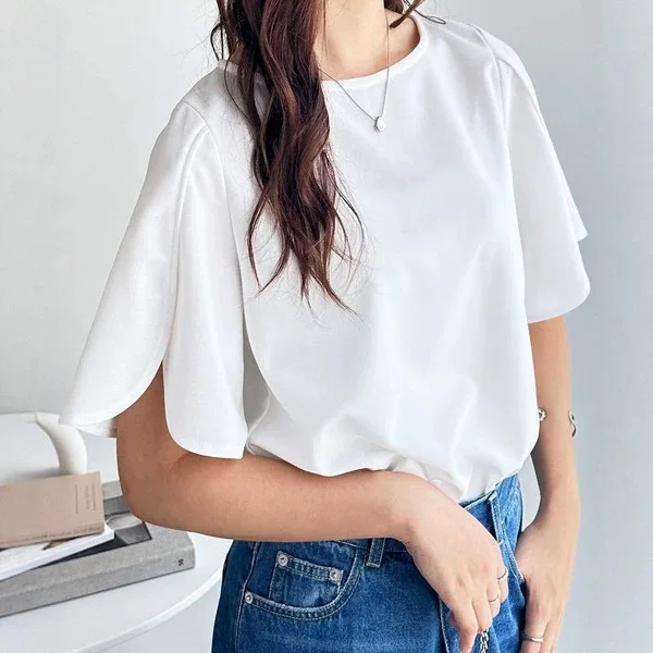 Japanese And Korean Style Summer Short-sleeve Chiffon Shirt, Blouse, Top, T-shirt