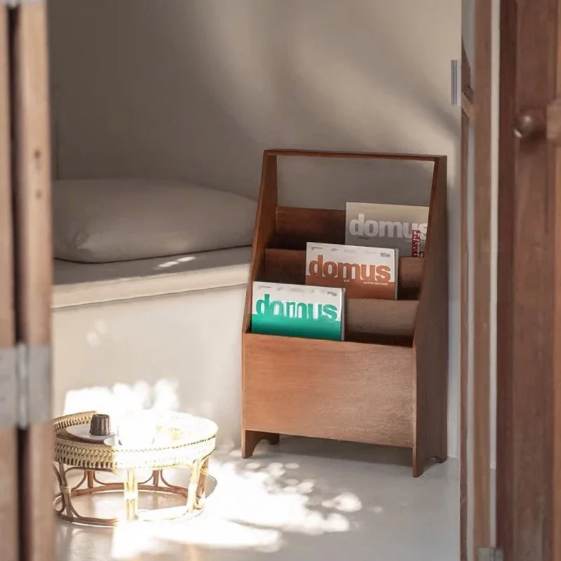 Solid wood magazine shelf Small bookshelf Internet celebrity marine board storage