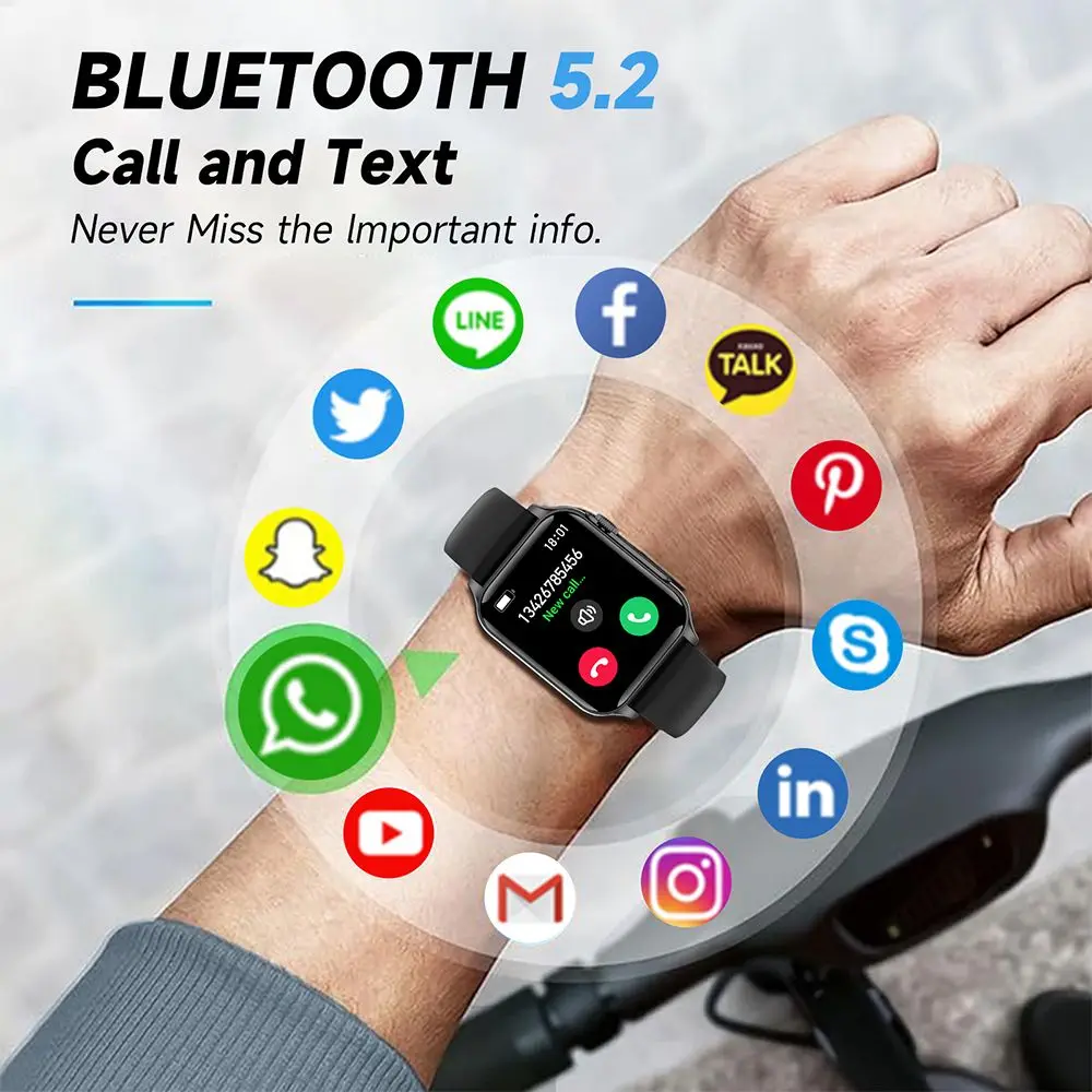 2025 New 1.96 Inch Screen Smart Watch Women Heart Rate Blood Oxygen GPS Motion Track LED torch BT Call Smartwatch Men For Xiaomi